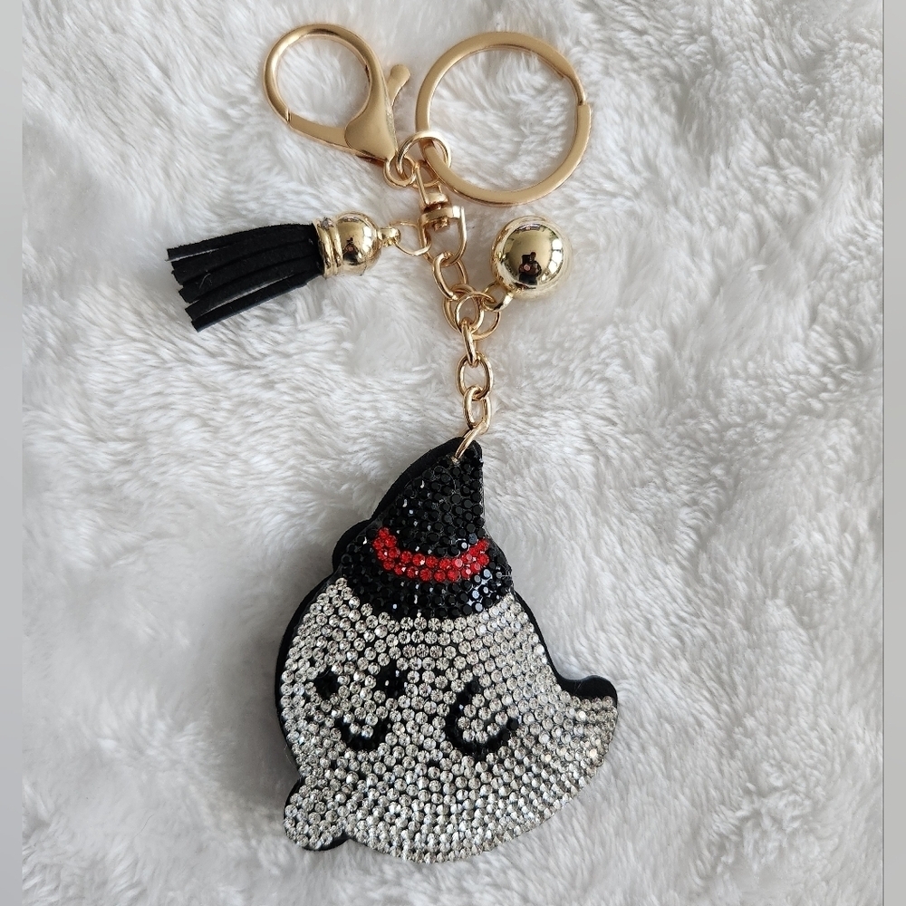 Halloween Ghost Keychain with Halloween Hat Bag Charm
